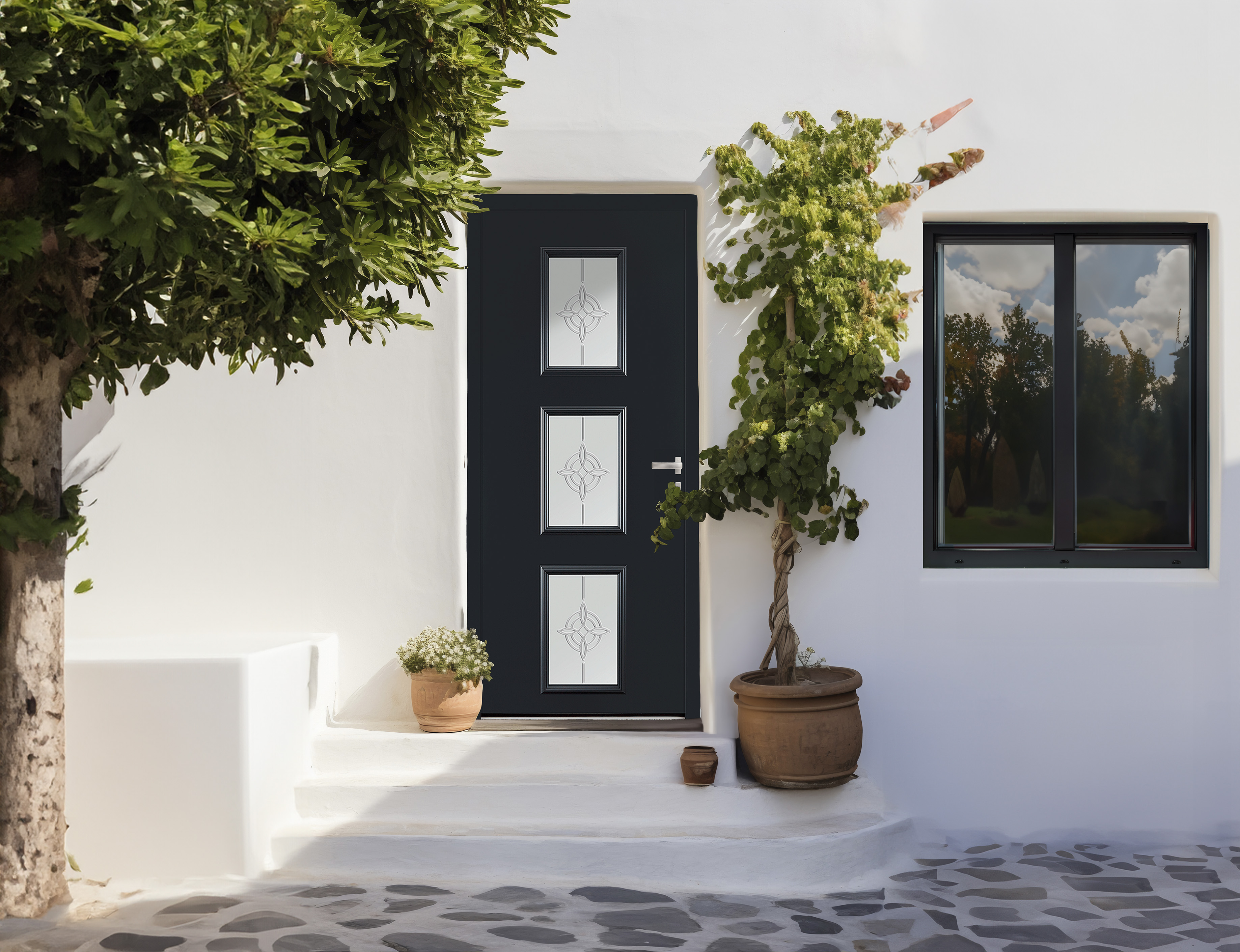 Ambiance porte PRESTIGE Liselotte vitrage rosace