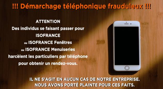 Attention démarchage téléphonique frauduleux au nom d'Isofrance !