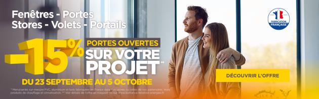 Remise de 15% sur vos Menuiseries avec ISOFRANCE Fenêtres & Energies