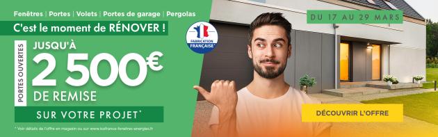 Profitez de jusqu'à 2500€ de remise sur vos Menuiseries