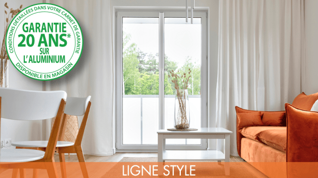 Porte-fenêtre Aluminium Ligne STYLE VISION - Luminosité maximale - ISOFRANCE Fenêtres &amp; Energies