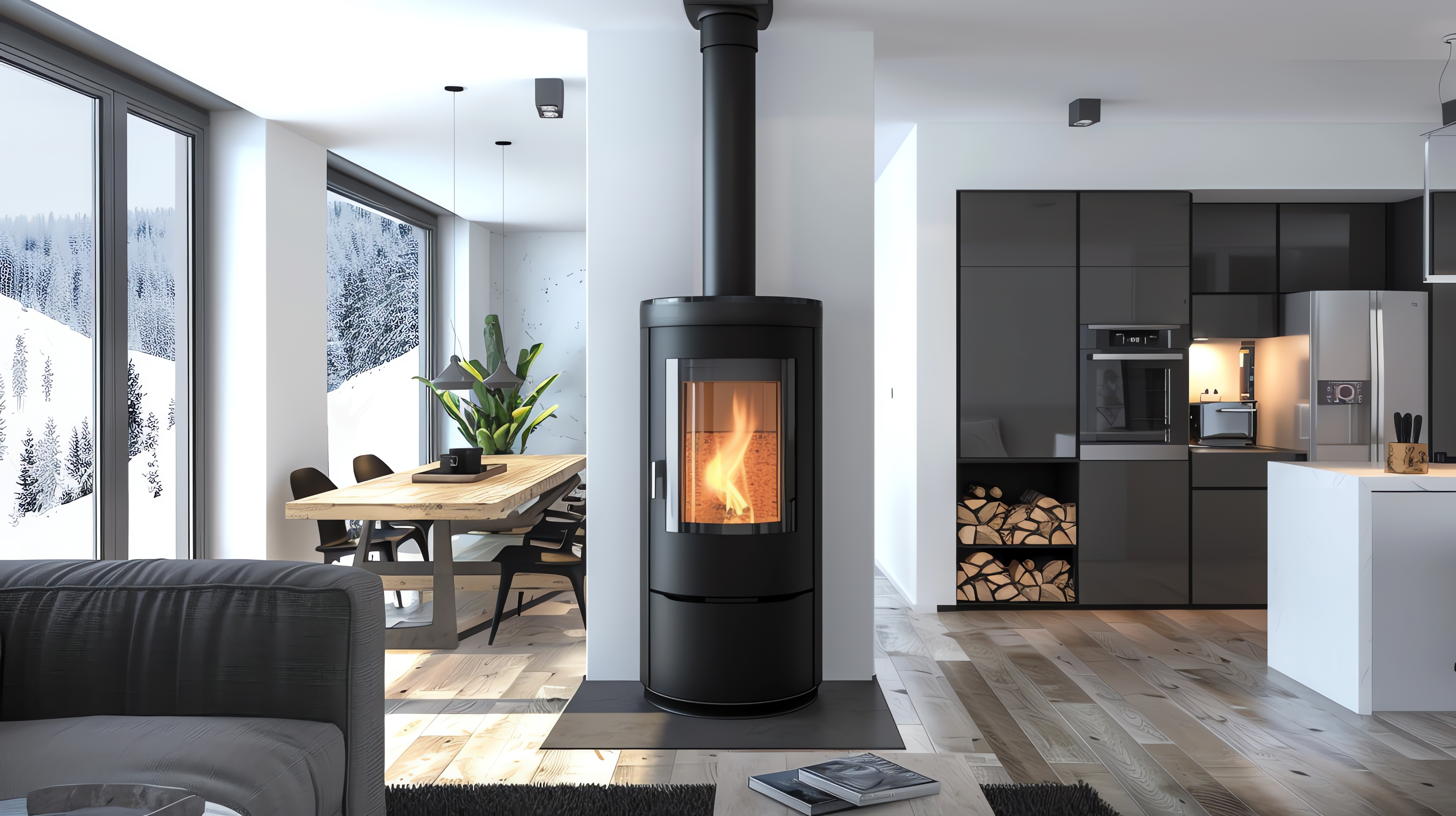 Poêle à bois ISOFRANCE Fenêtres &amp; Énergies